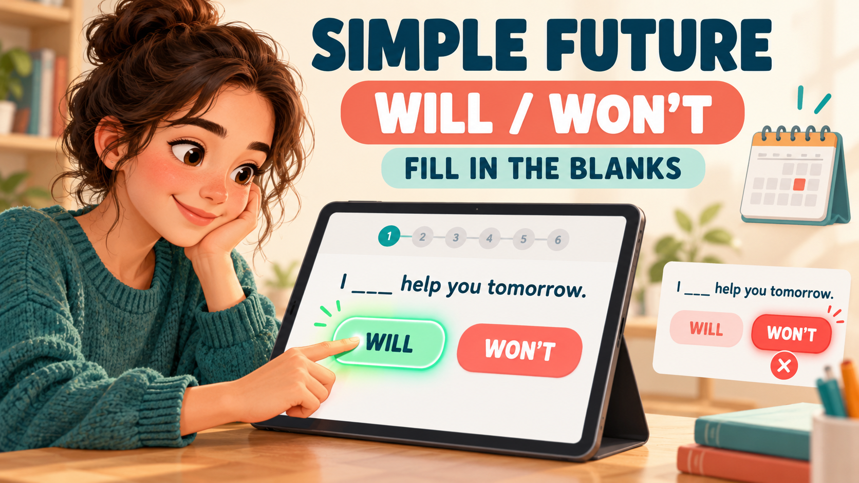 Simple Future Will / Wont Bo�luk Doldurma Al��t�rmalar� � 6 �nteraktif Test